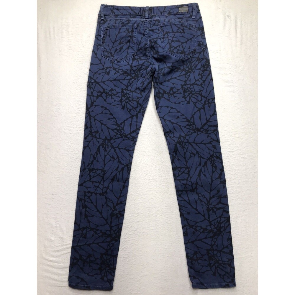 PAIGE Skyline Skinny Jeans Women 30x31 Blue Crackle Print Stretch USA Made Denim